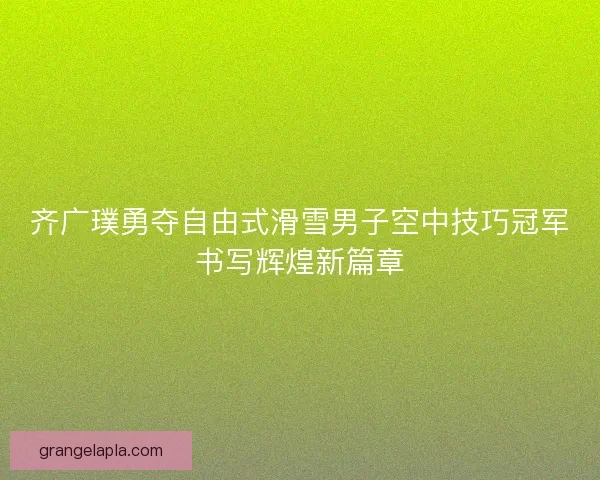 齐广璞勇夺自由式滑雪男子空中技巧冠军书写辉煌新篇章